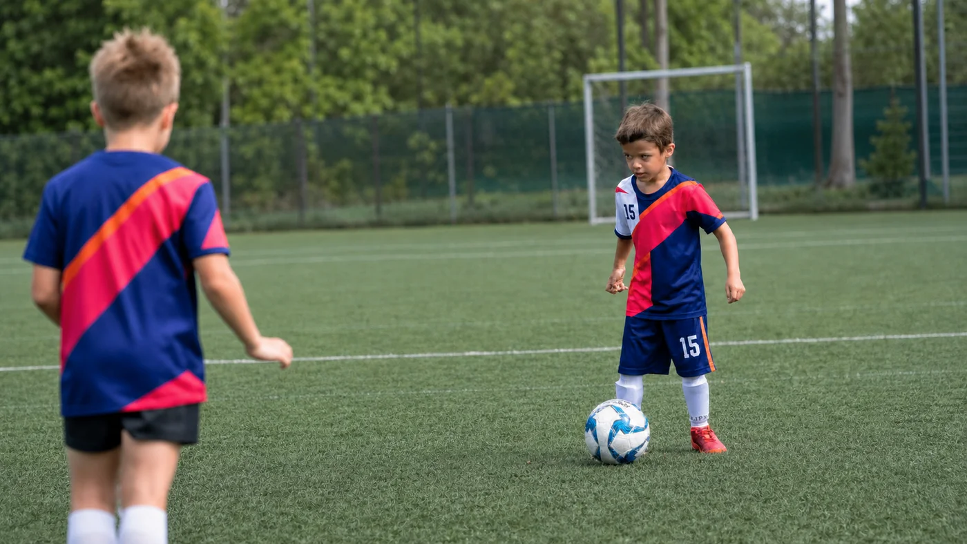 Young players developing their football skills